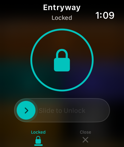 A lock on Apple Watch with slide to unlock